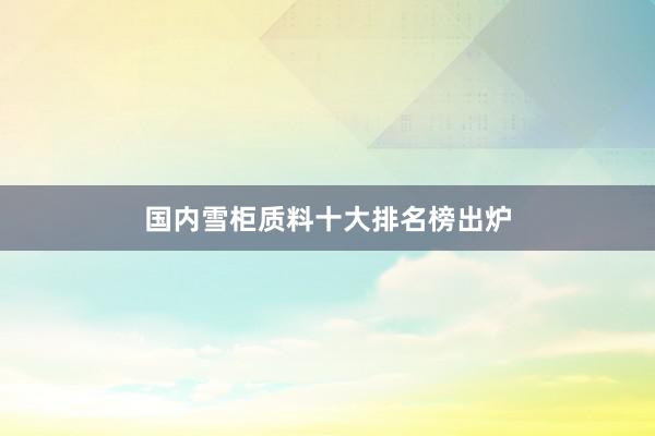 国内雪柜质料十大排名榜出炉